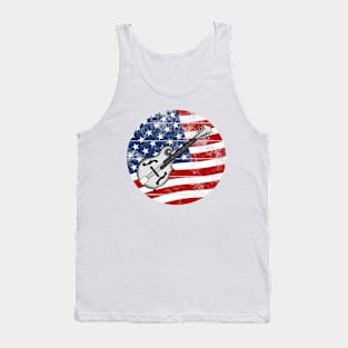 Mandolin USA Flag Mandolinist Folk Musician 4th July Tank Top